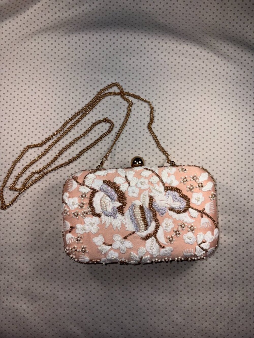 Jewel Badgley Mischka Elise Floral Embroidered Beaded Clutch Blush Pink